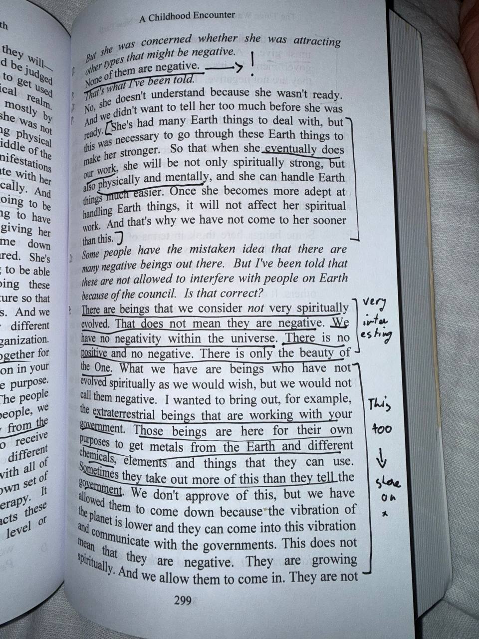 The Three Waves page 299 with bracketed passage marked very interesting and share on X