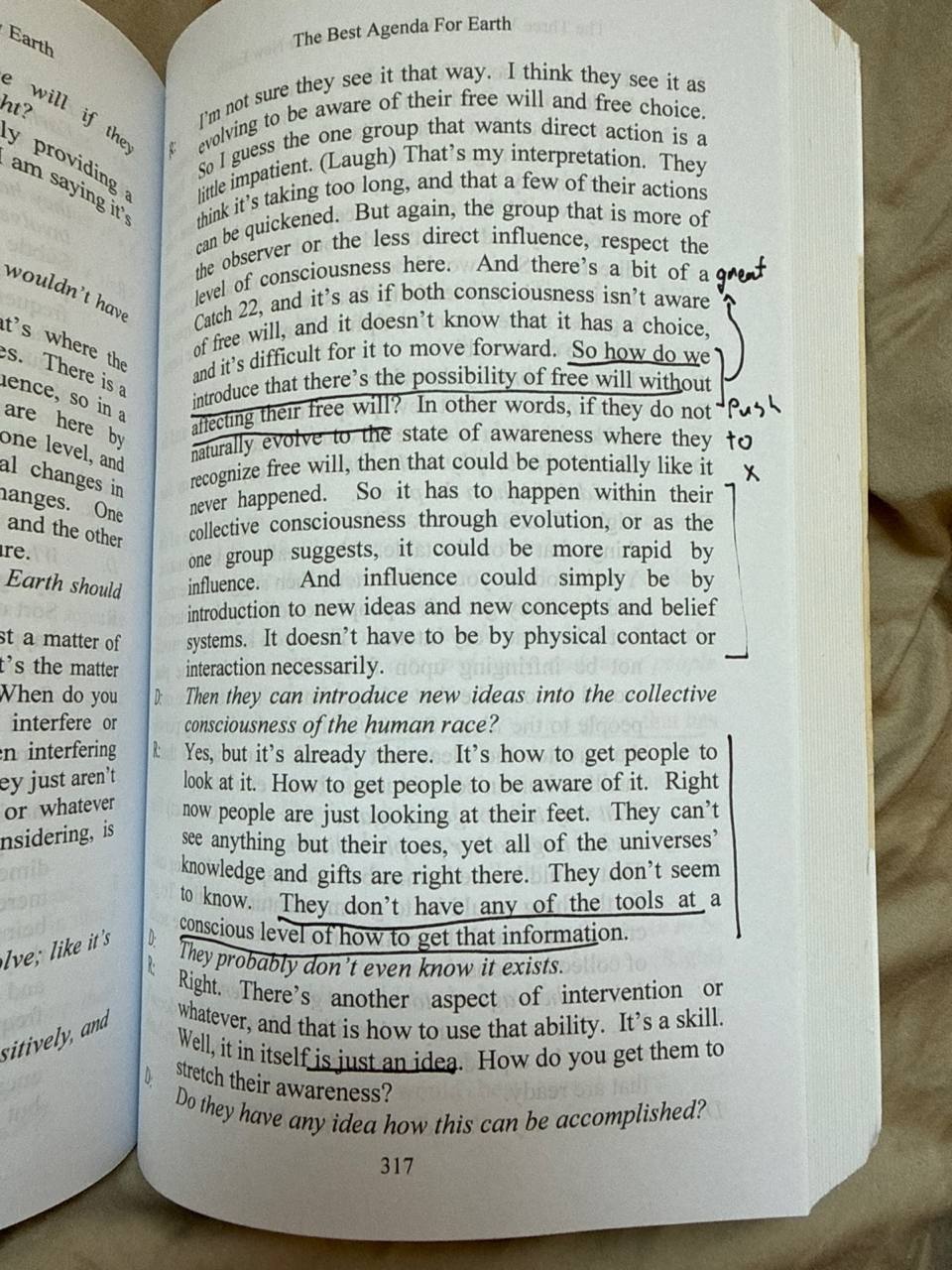 The Three Waves page 317 with bracketed passage on consciousness tools and access to knowledge